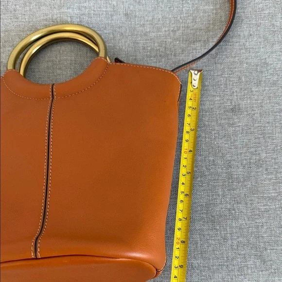 J. Crew Tan Leather Bracelet Crossbody Bag with Gold Handles - Picture 8 of 9